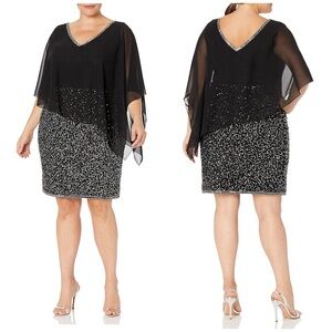 J Kara Caplet Short Cocktail Beaded Sequins Dress